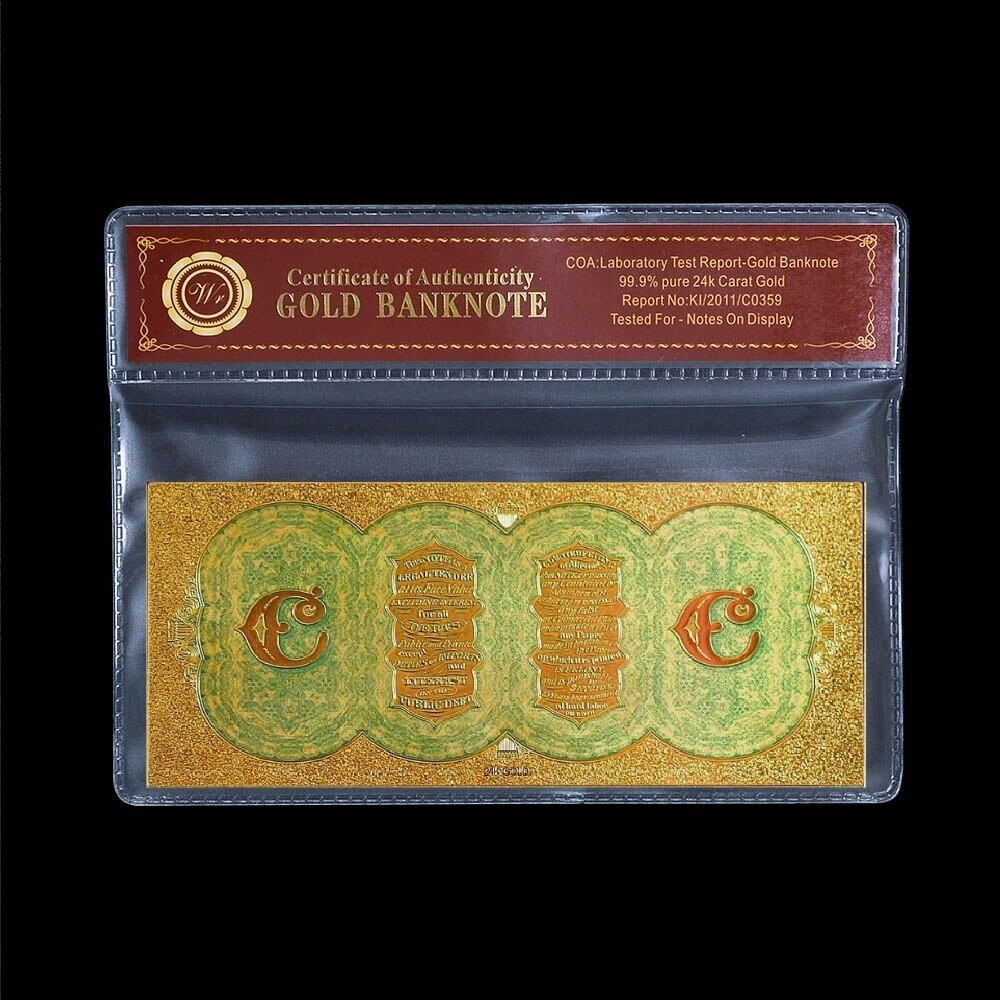 1864 US $100 Gold Civil War Banknote With bag and certificate