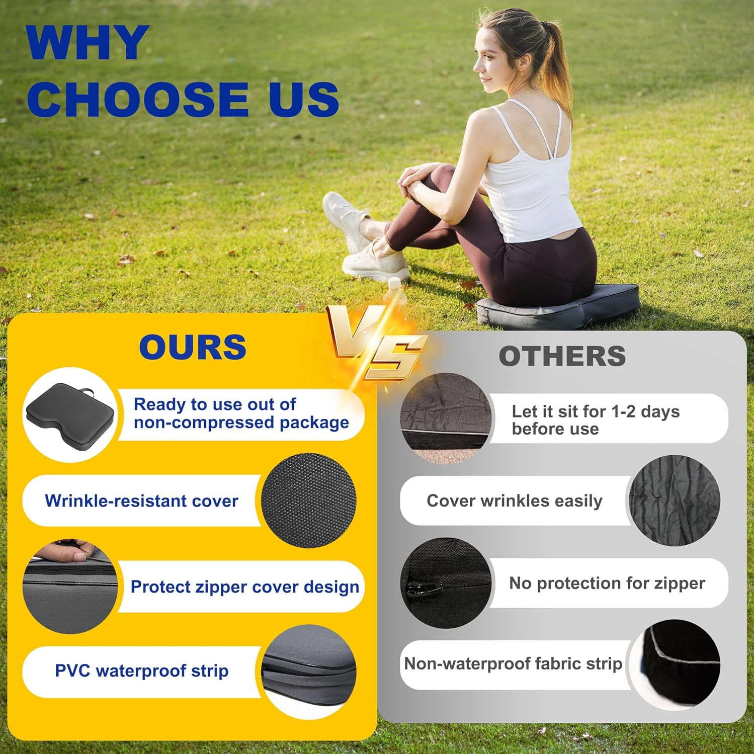 2 Pcs Stadium Seat Cushions Water-Repellent Bleacher Seat Cushions Indoor