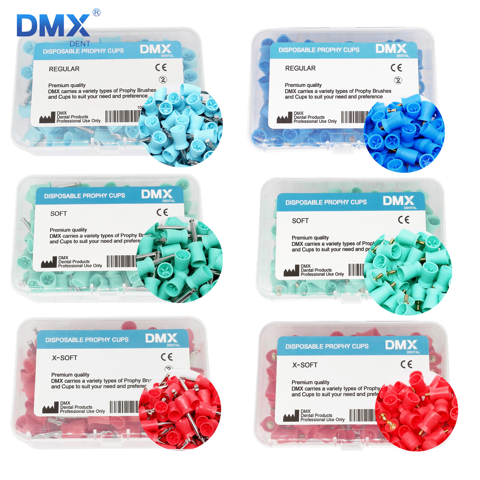 DMXDENT Dental Prophy Prophylaxis Polishing Cups Webbed Screw/Snap on Latch-Type