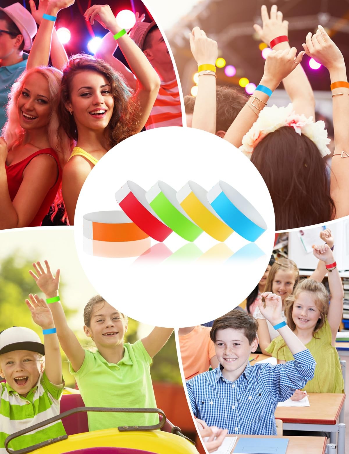 Wrist Bands, Paper Wristbands for Events Adhesive Colored Wristband Disposable