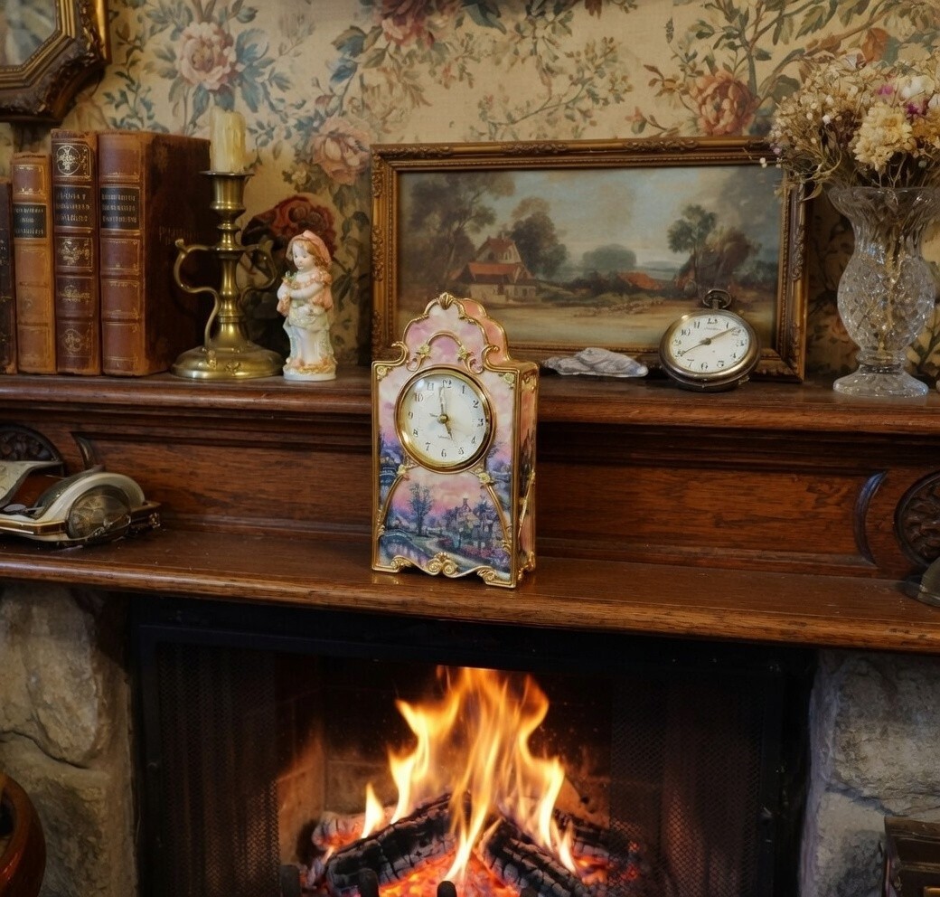 Bradford Exchange Thomas Kinkade Lamplight Lane Heirloom Porcelain Clock Ltd Ed