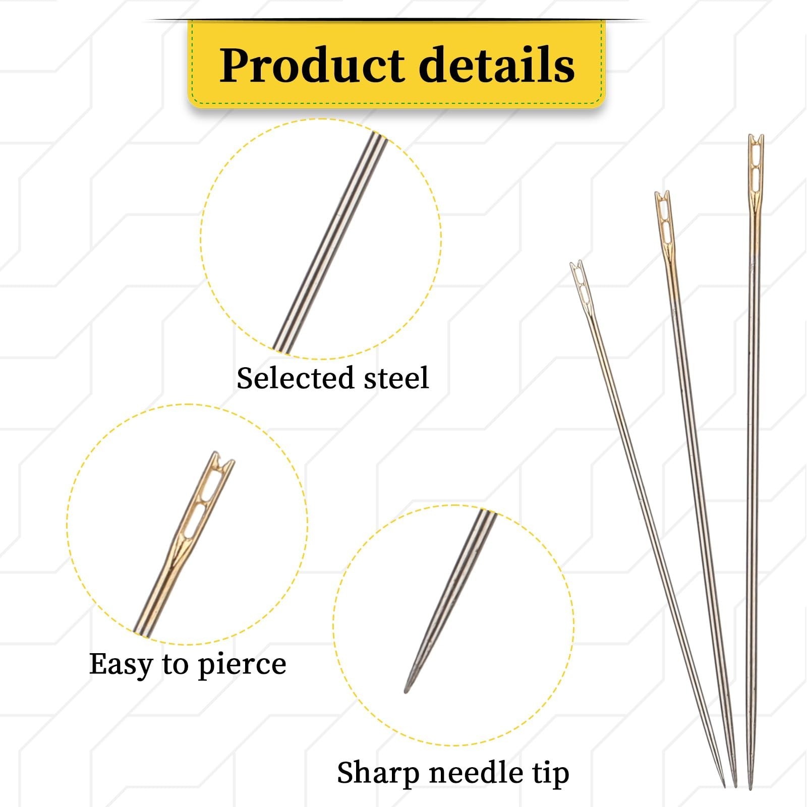 30-Pack Stainless Steel Self-Threading Needles-Opening Sewing & Darning Needles