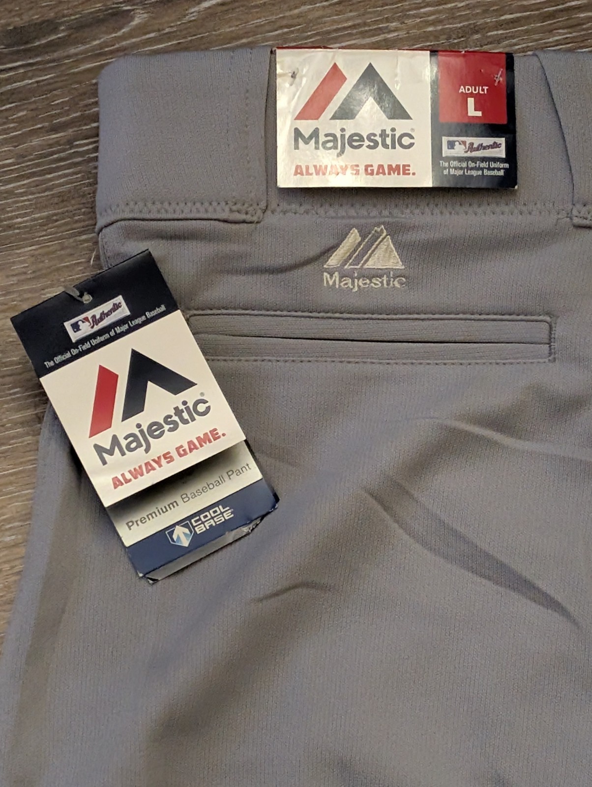 NEW Men's Majestic MLB ON-FIELD Cool Base Gray Baseball Pants L 36X32