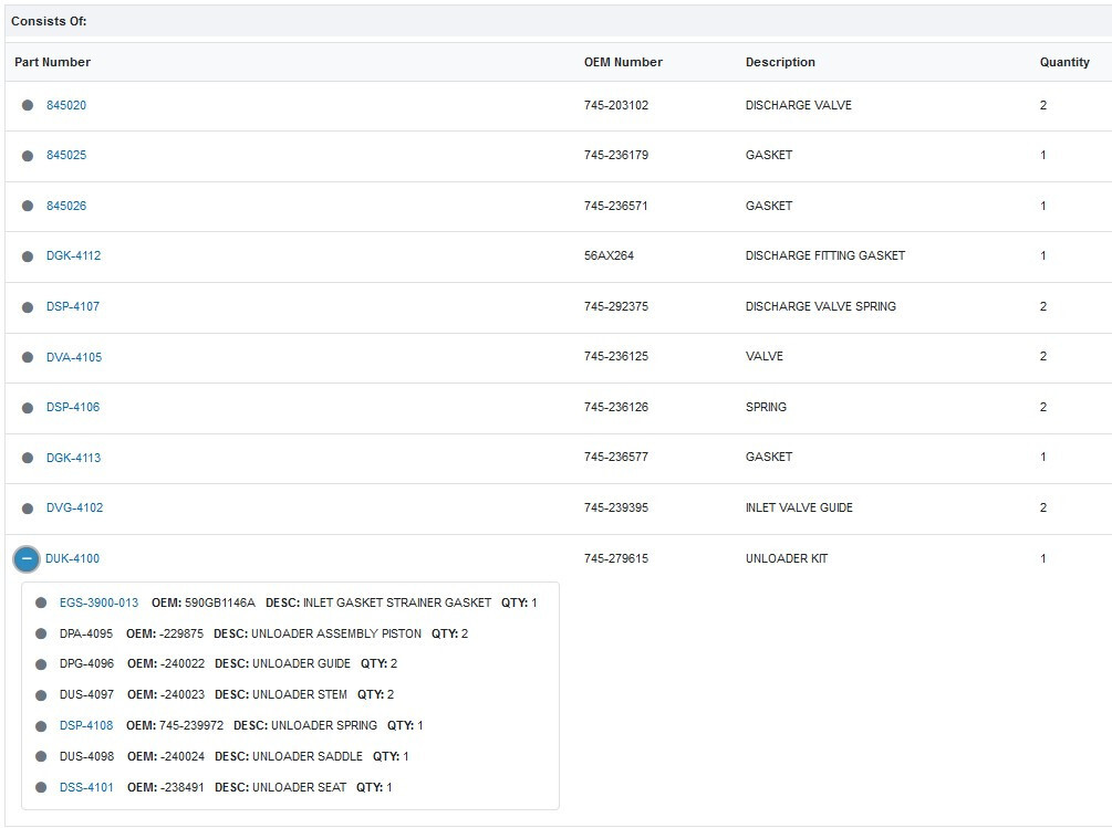 Air Compressor Maint. Kit for Tu-Flo 400. PAI# DMK-4092 Ref. # 229416