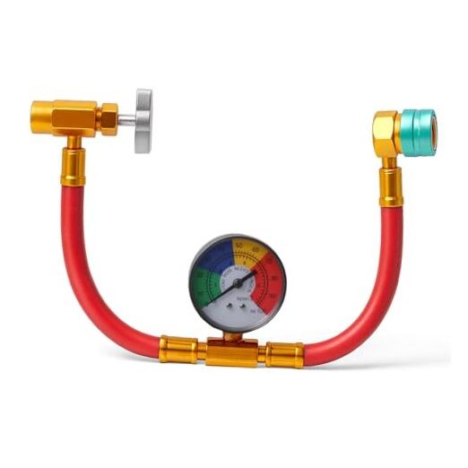 R1234YF U-Charge Hose with Gauge Set, 1234yf Recharge Kit with 1/2 LH Can