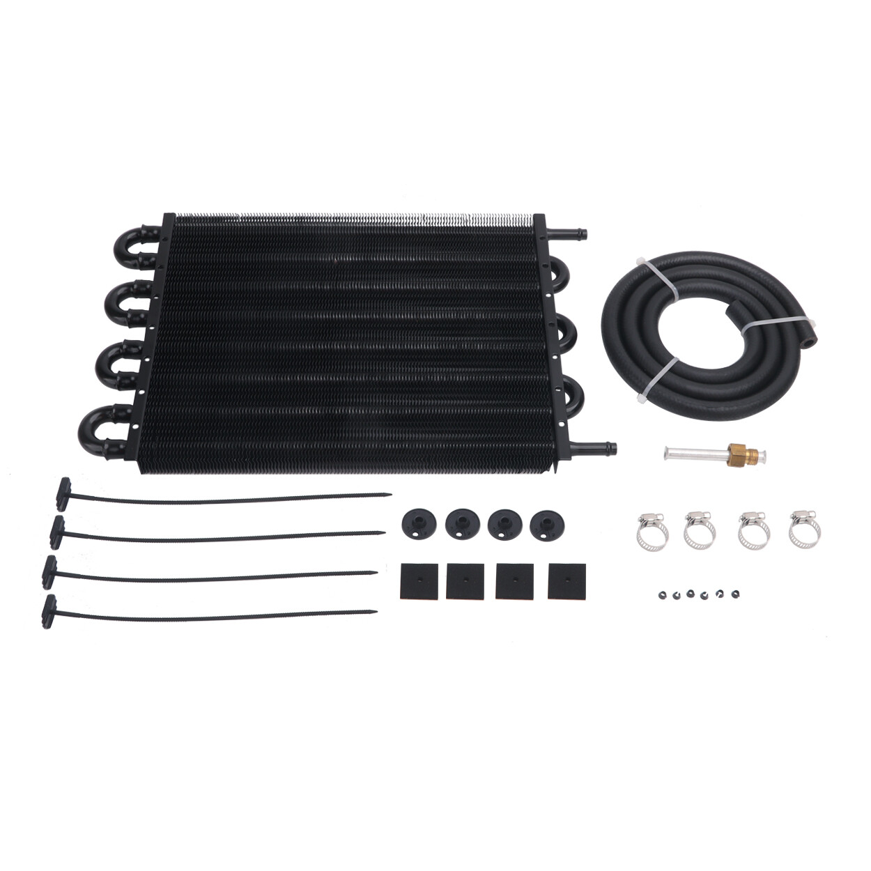 8 Rows Universal Aluminum Remote Transmission Oil Cooler Radiator Converter Kit