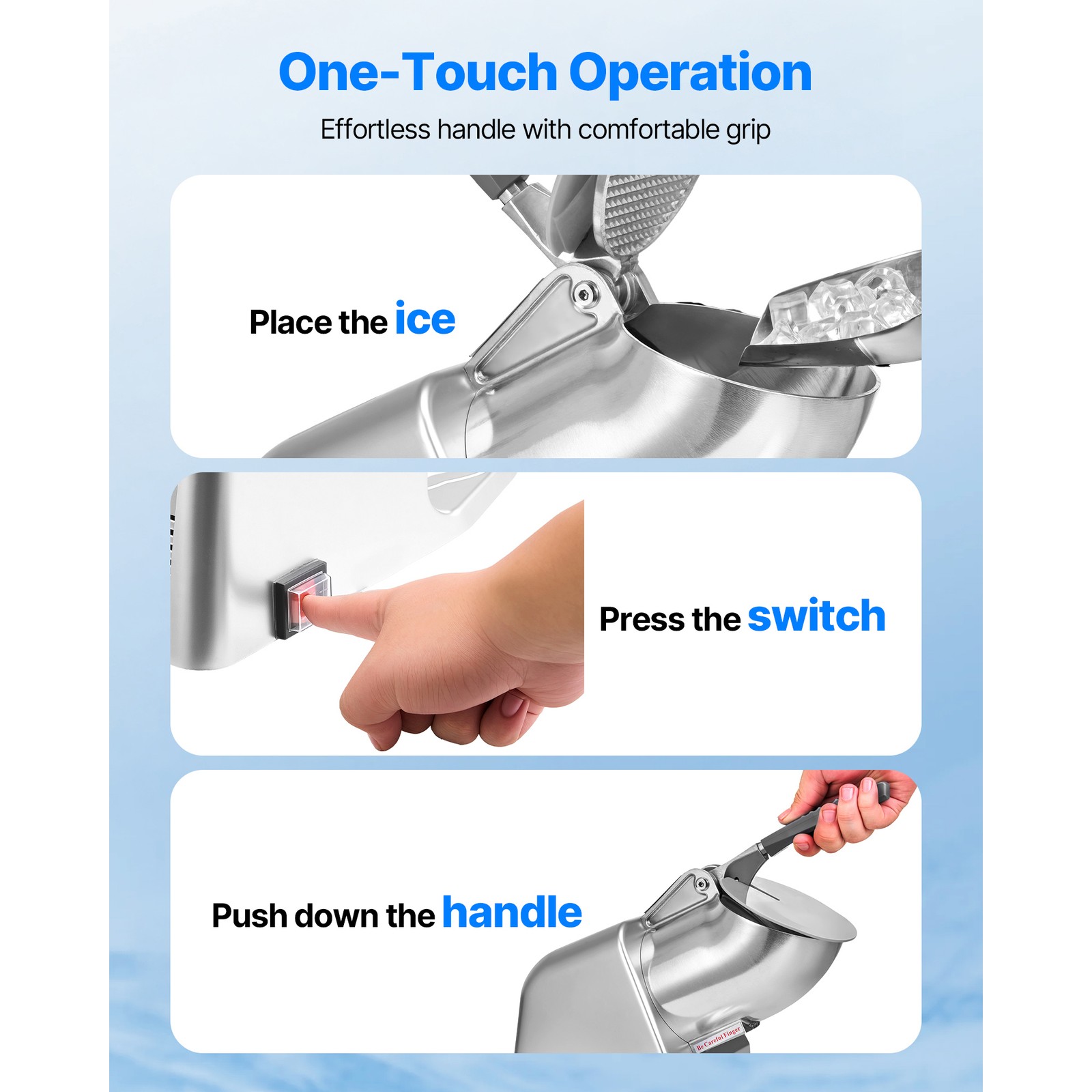 Uimoso Electric Ice Crusher Machine, 286LBS/H, Shaved Ice Maker, Silver