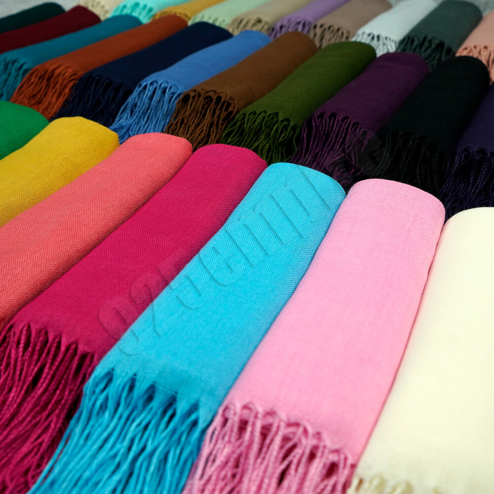 Solid Silk Pashmina Shawl and Wrap Stole Wool Silk Blend Scarf