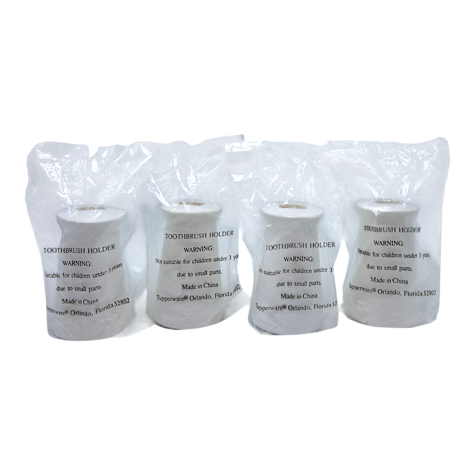 Vintage Weighted Tupperware Toothbrush Holder White New 2 1/2” Gadget Set of 4