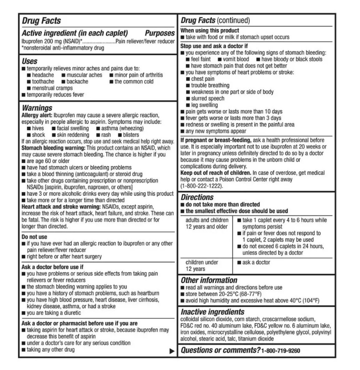 Kirkland Signature Ibuprofen 200mg 500 IB Caplets COMPARE TO MOTRIN 10/2026 Exp