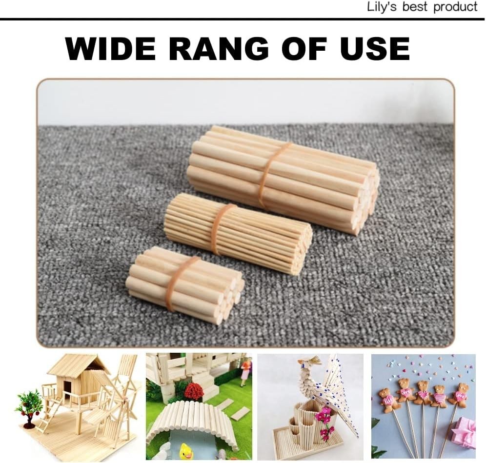 High-Quality Bamboo Dowel Rods - 25PCS Assortment for Crafting & STEM Activities