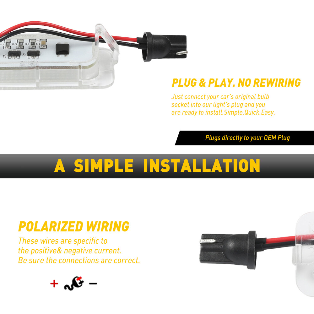 2x For Ford Escape 2013-19 LED License Plate Light Tag Lamp Assembly Replacement