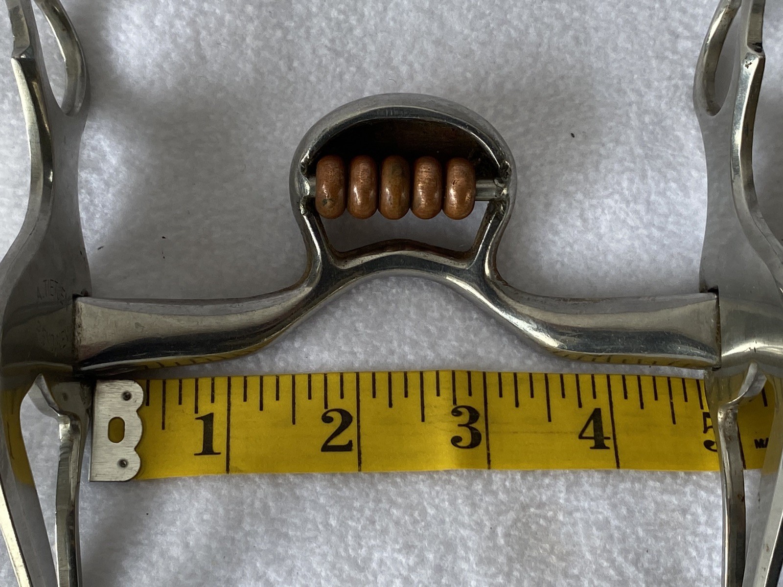 Al TIETJEN Engraved Santa Maria Cheek BIT~4-3/4" Mouth~COPPER Hood & Rollers