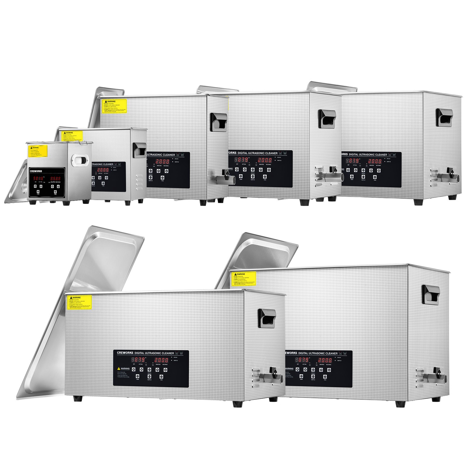 CREWORKS 2/3/6/10/15/22/30L Ultrasonic Cleaner with Heater Timer & Degas Mode
