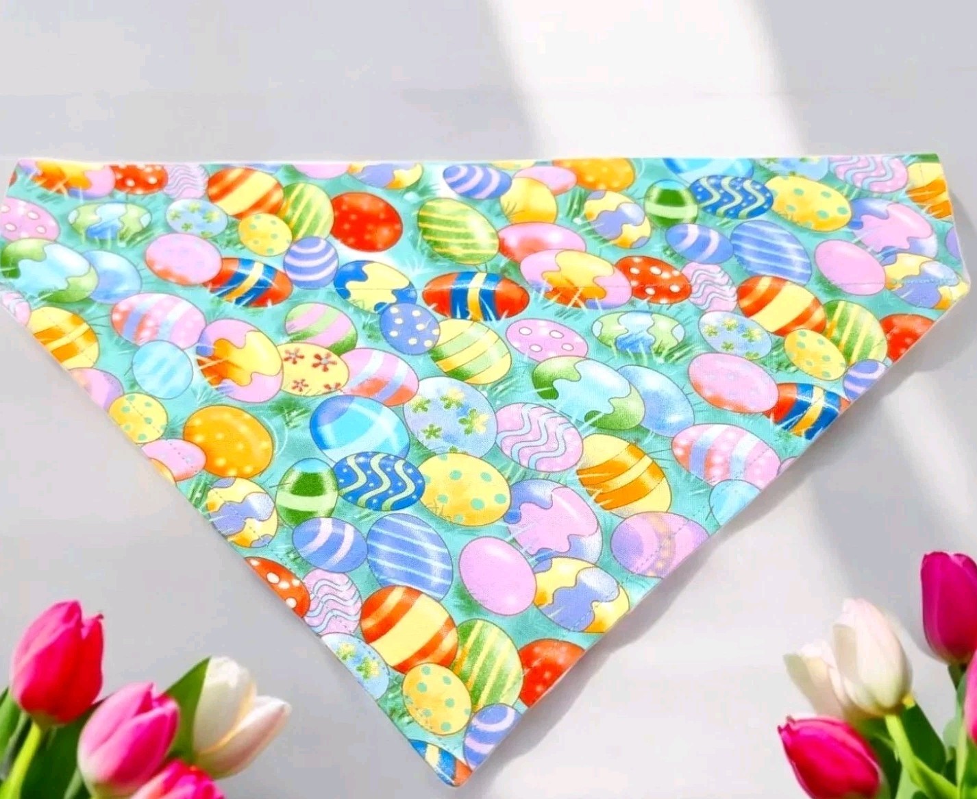 Easter Eggs Dog Bandana Spring OVER THE COLLAR Bandanna Slide Bandanna egg