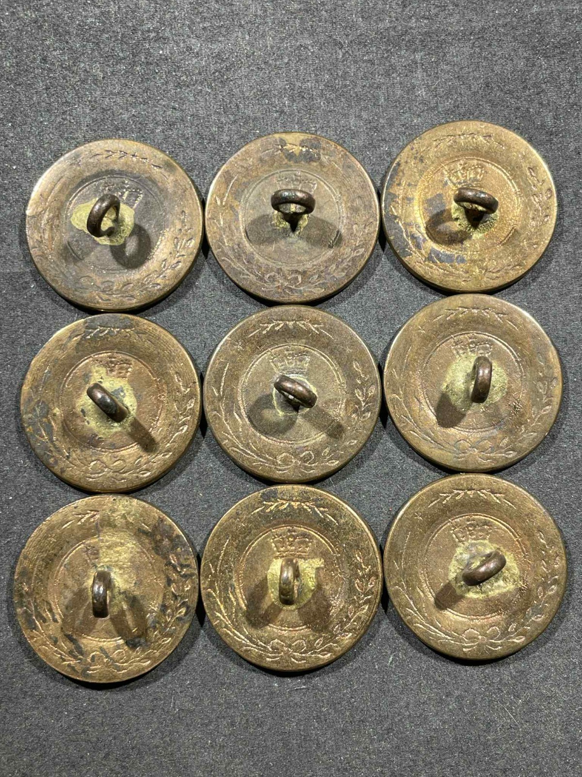 LOT x9 Civil War Era 1800s US Army Military / Civilian Flat Back Buttons 23 mm