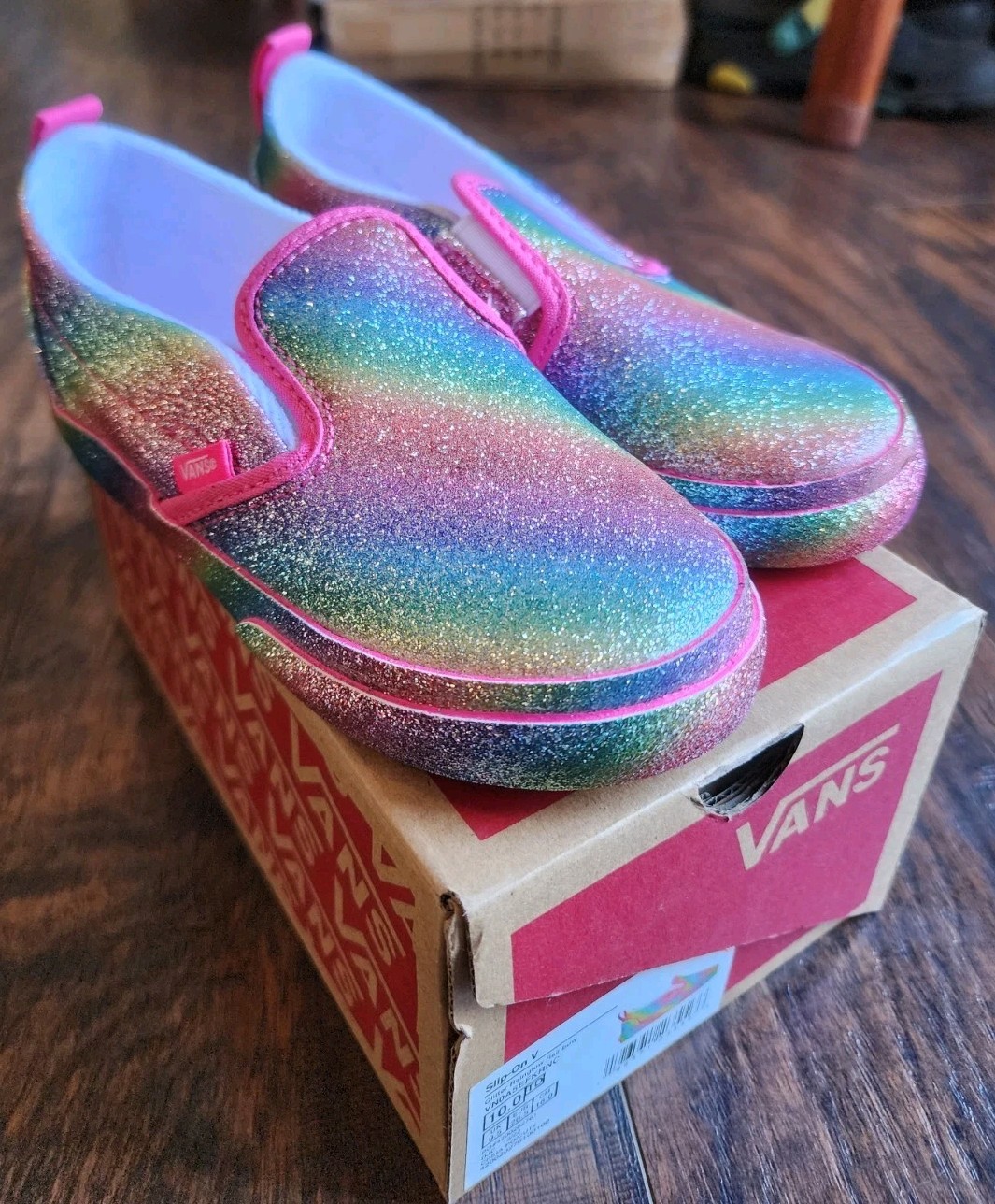Vans Glitter Rainglow Rainbow Girls Kids Size 10 Toddler Classic Slip On Shoes