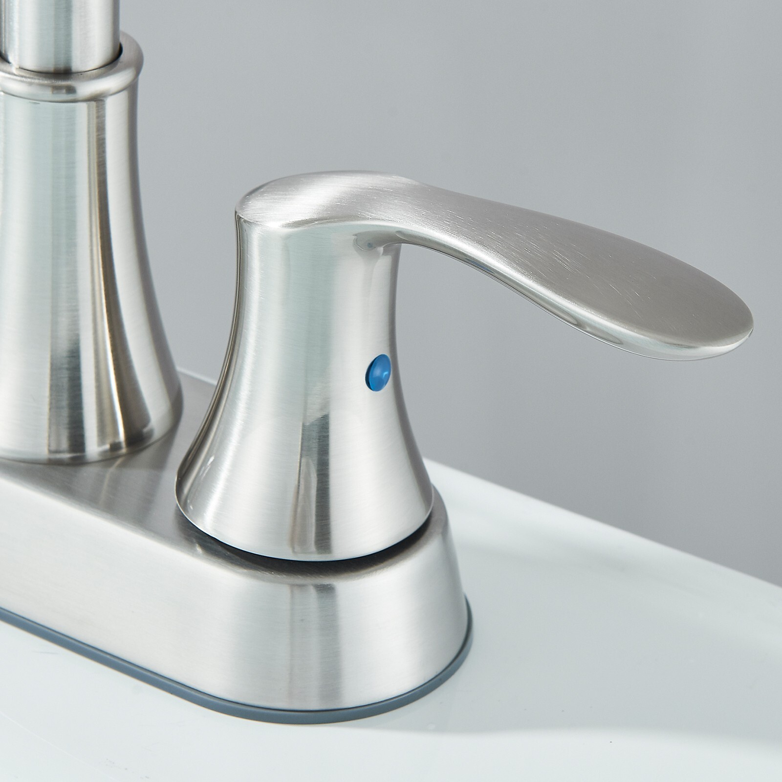 Brushed Nickel Bathroom Sink Faucet 3Hole 4in Centerset Vanity Mixer with Drain