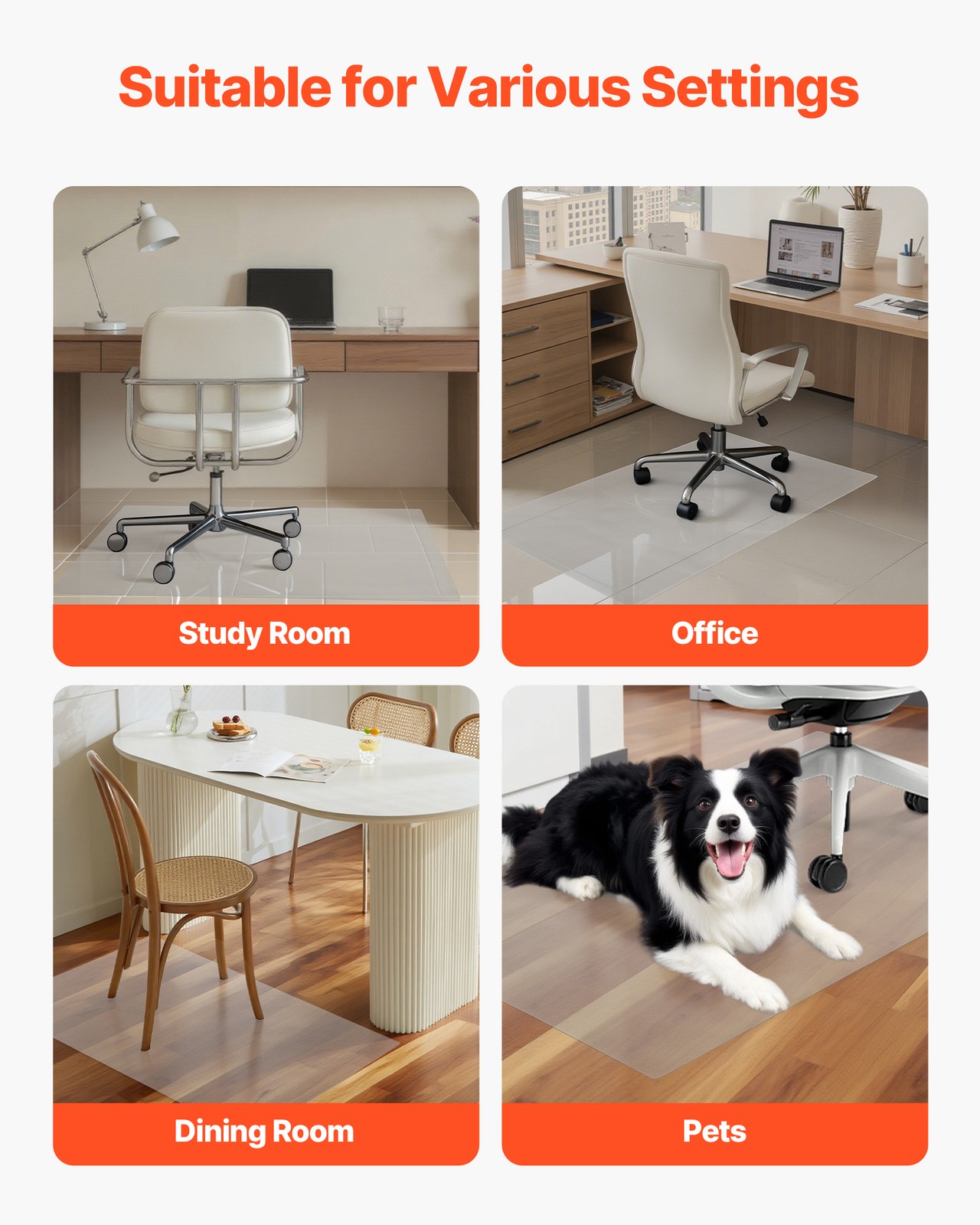 Chair Mat 30 x 48-inch Transparent Office Chair Mat for Hard Floors Home