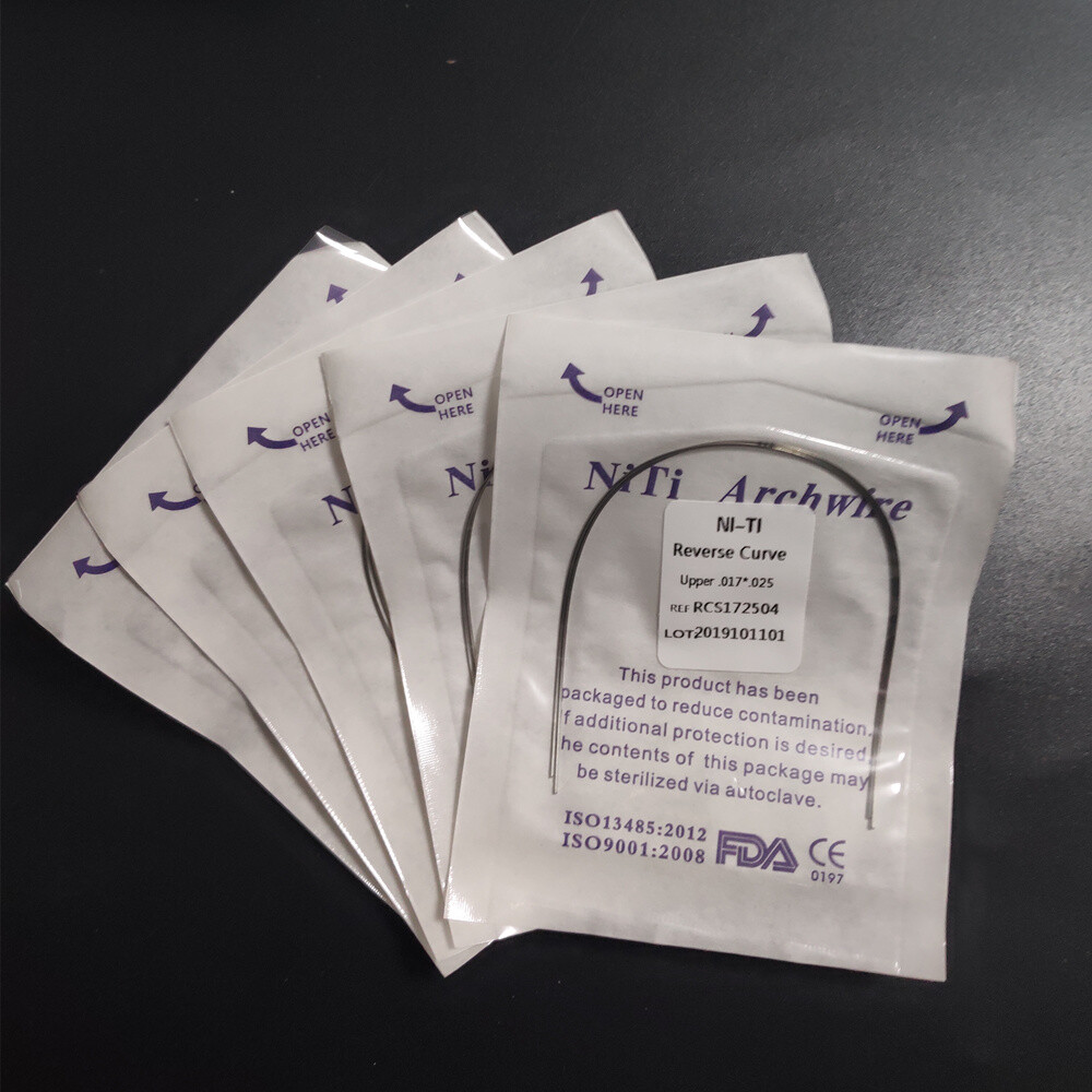 Dental Orthodontic Reverse Curve Arch Wires Super Elastic Niti Rectangular Wires