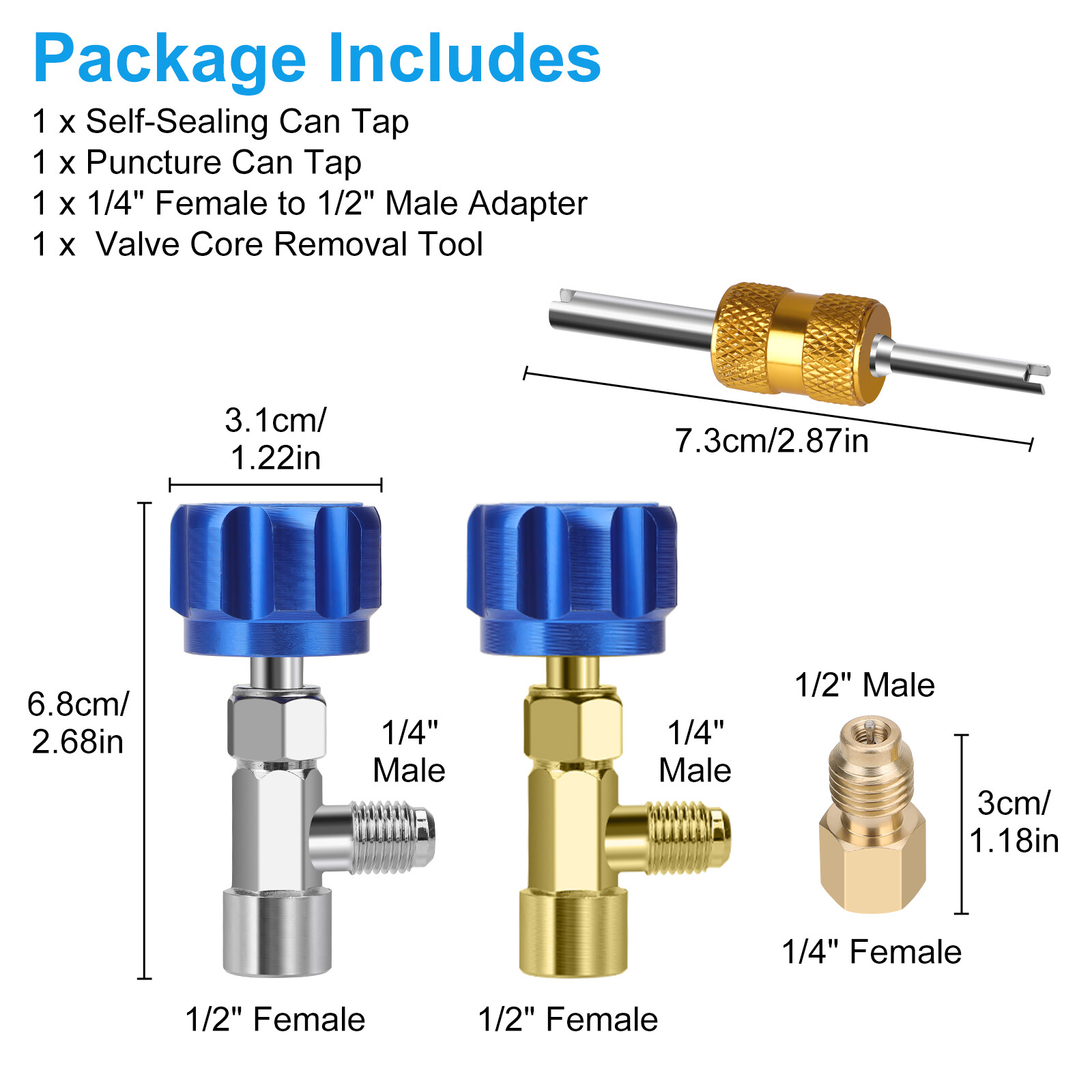 R1234YF Can Tap Valve Kit Self-Sealing & Puncture w/ Adapter for A/C Refrigerant