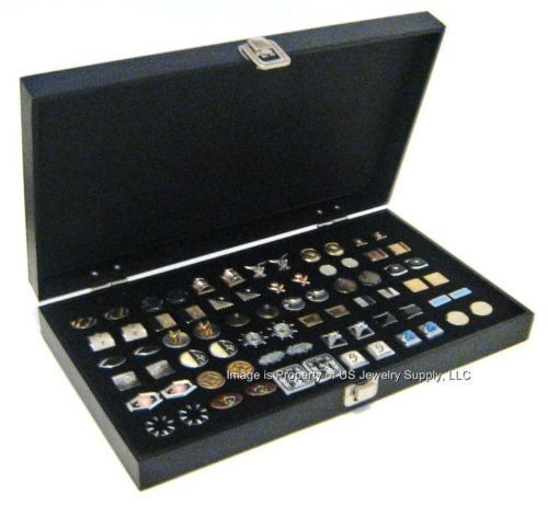 Grained Leatherette Wood Black Cufflinks Display Portable Storage Boxes Case