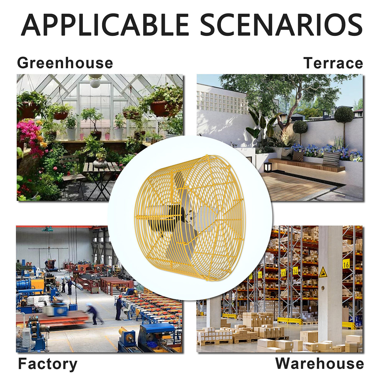 Greenhouse Circulation Air Circulation Fan 8/12/20/24 In 115V Ceiling Wall Mount