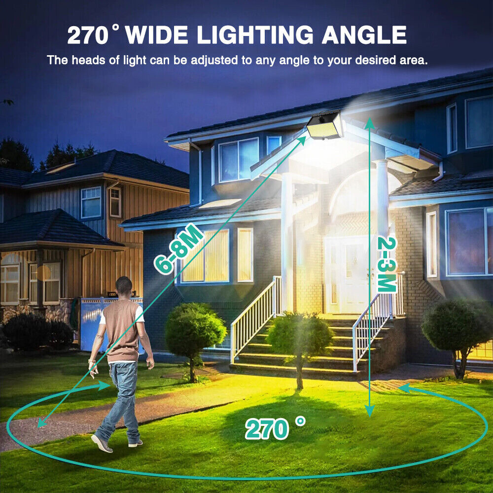 Large 468 LED Solar Wall Lights Outdoor Garden Motion Sensor Security Flood Lamp