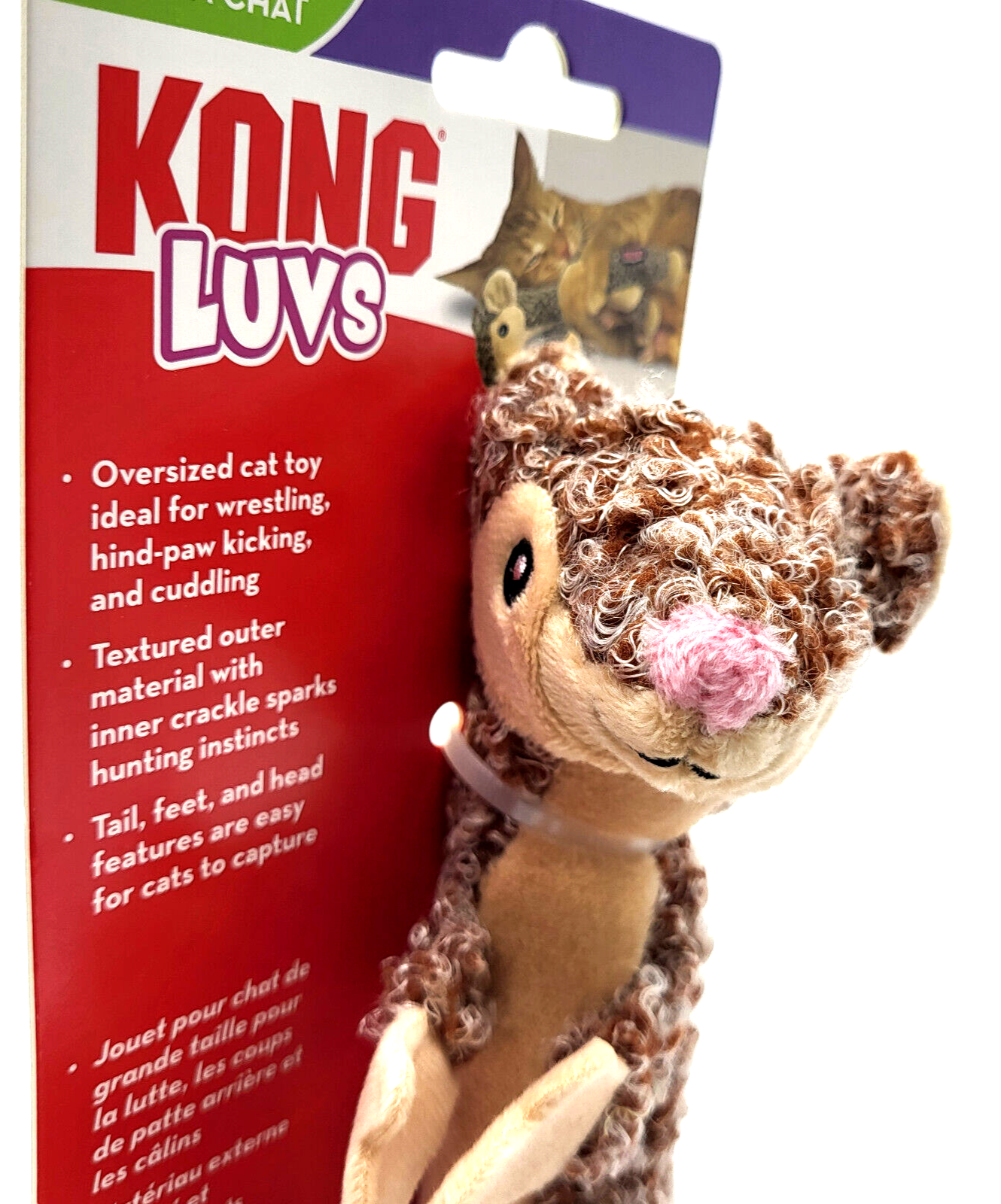 Kong Luvs Mouse Soft Crackling Interactive Catnip Cat Toy 7"