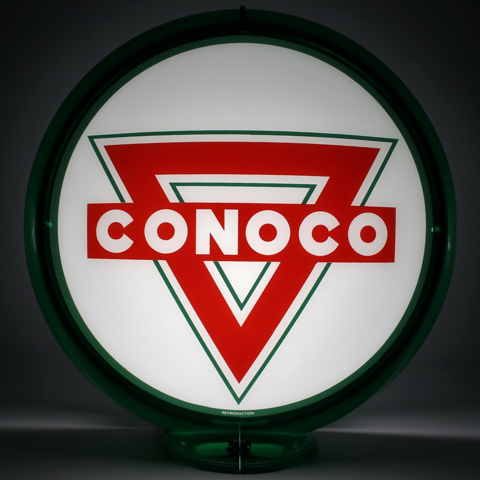 CONOCO TRIANGLE 13.5" Gas Pump Globe SHIPS ASSEMBLED - READY FOR YOUR PUMP!!