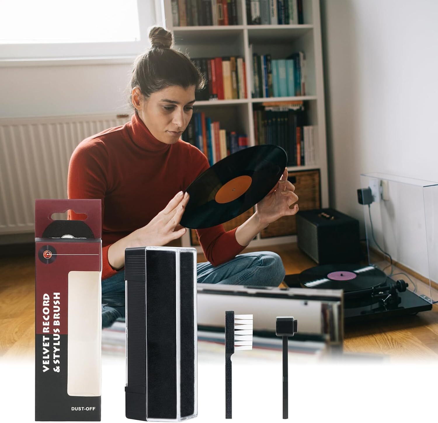 3in1 Vinyl Record Cleaning Brush Set Stylus Velvet Anti-static Cleaner Tool Kit