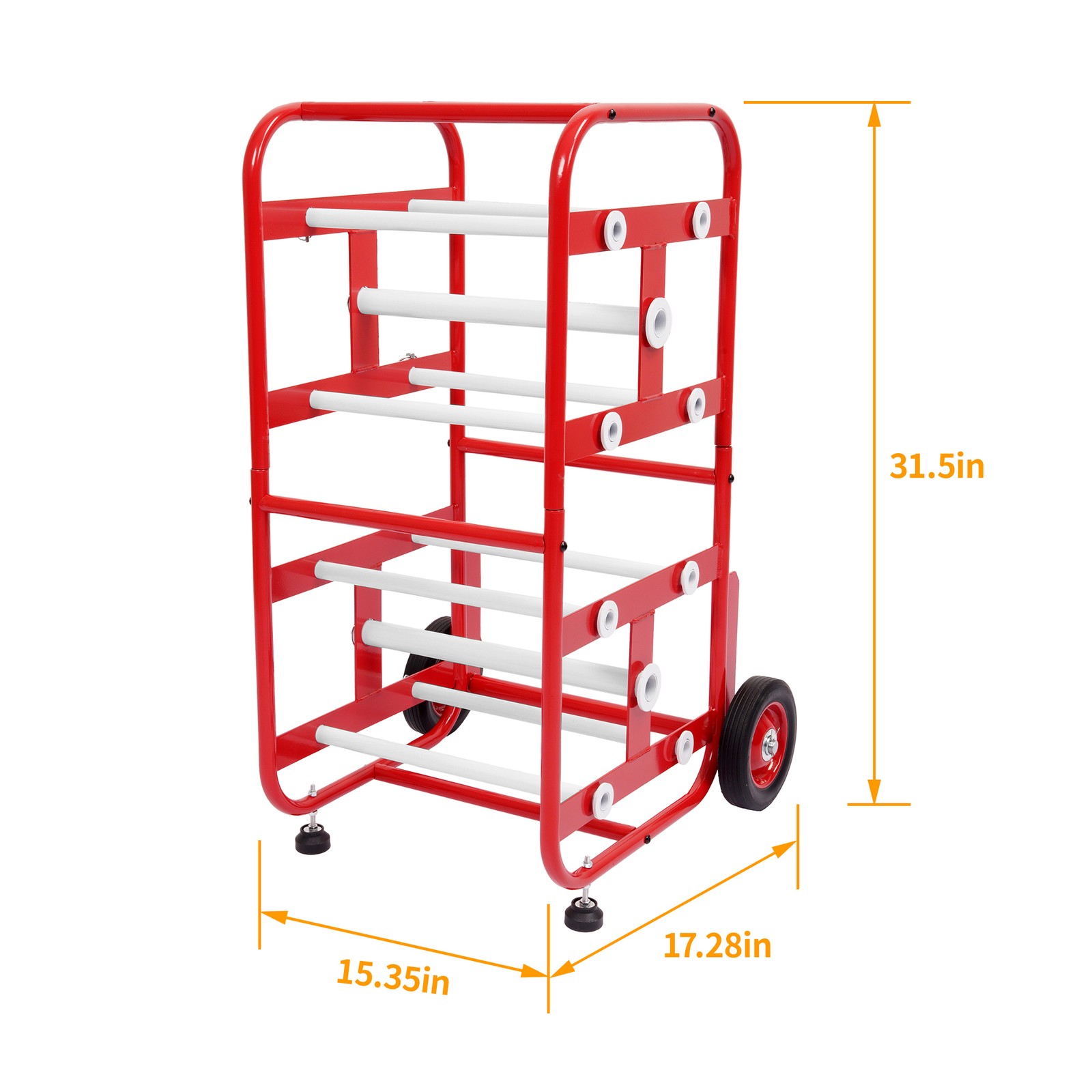 Cable Holder Spool Cart with 10 Rods Multiple Axle Wire Spool Rack Dispenser Red