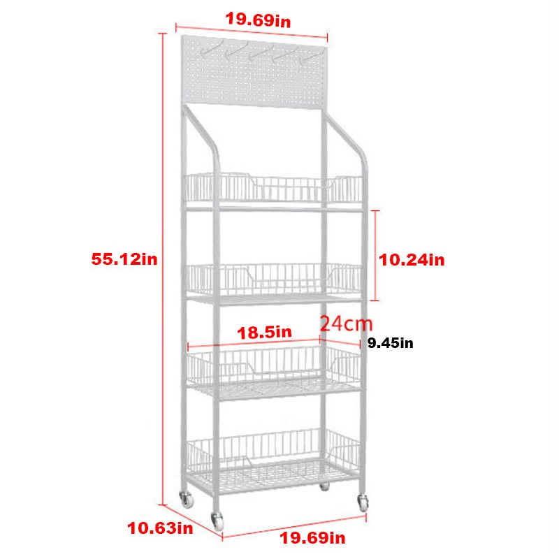 NEW White Retail Display Rack 4-tier Shelf Hooks Merchandiser Snacks Candy Stand