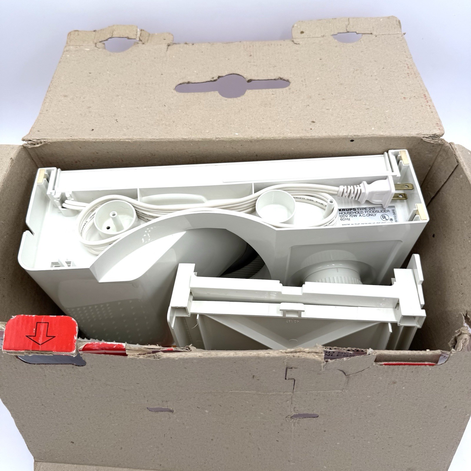 KRUPS Slice It Model 213 Electric Food Slicer Fold Up Tested w Box VTG