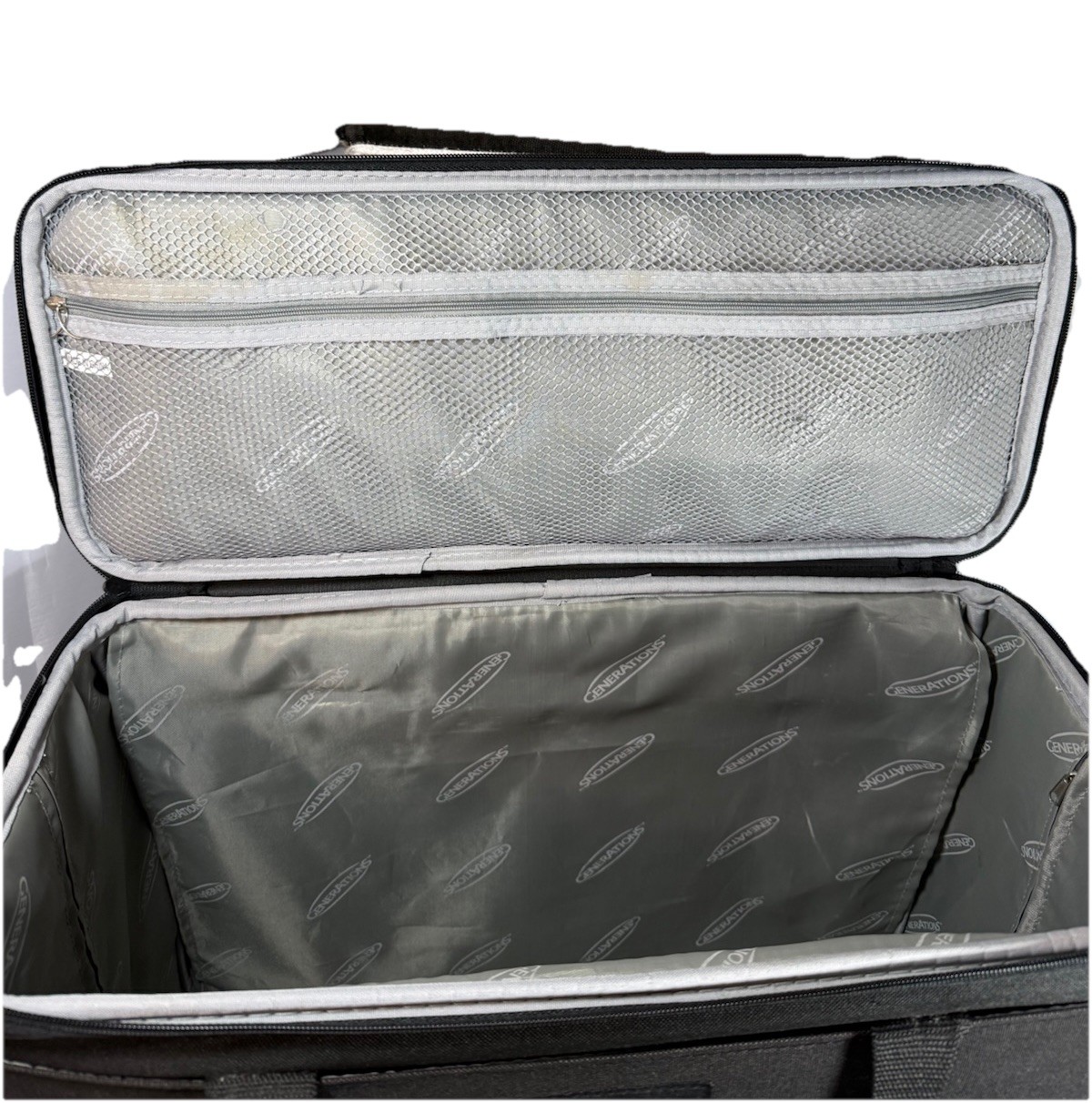 Generations Black Zippered Rolling Travel Sewing Bag Storage Case Tote 18.5x8x15