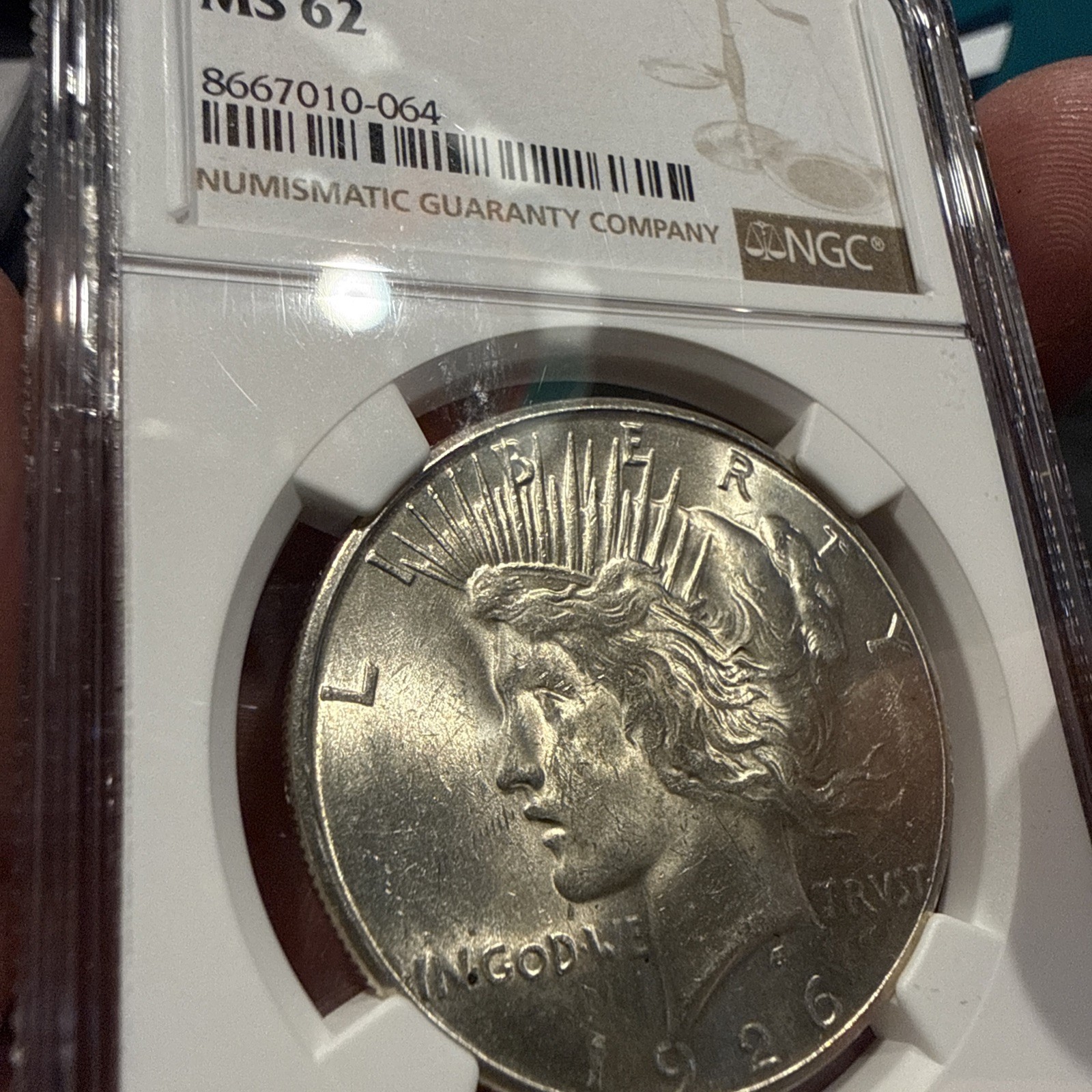 1926-S Peace Dollar NGC MS 62 ** Semi-Better Date San Francisco Issue!