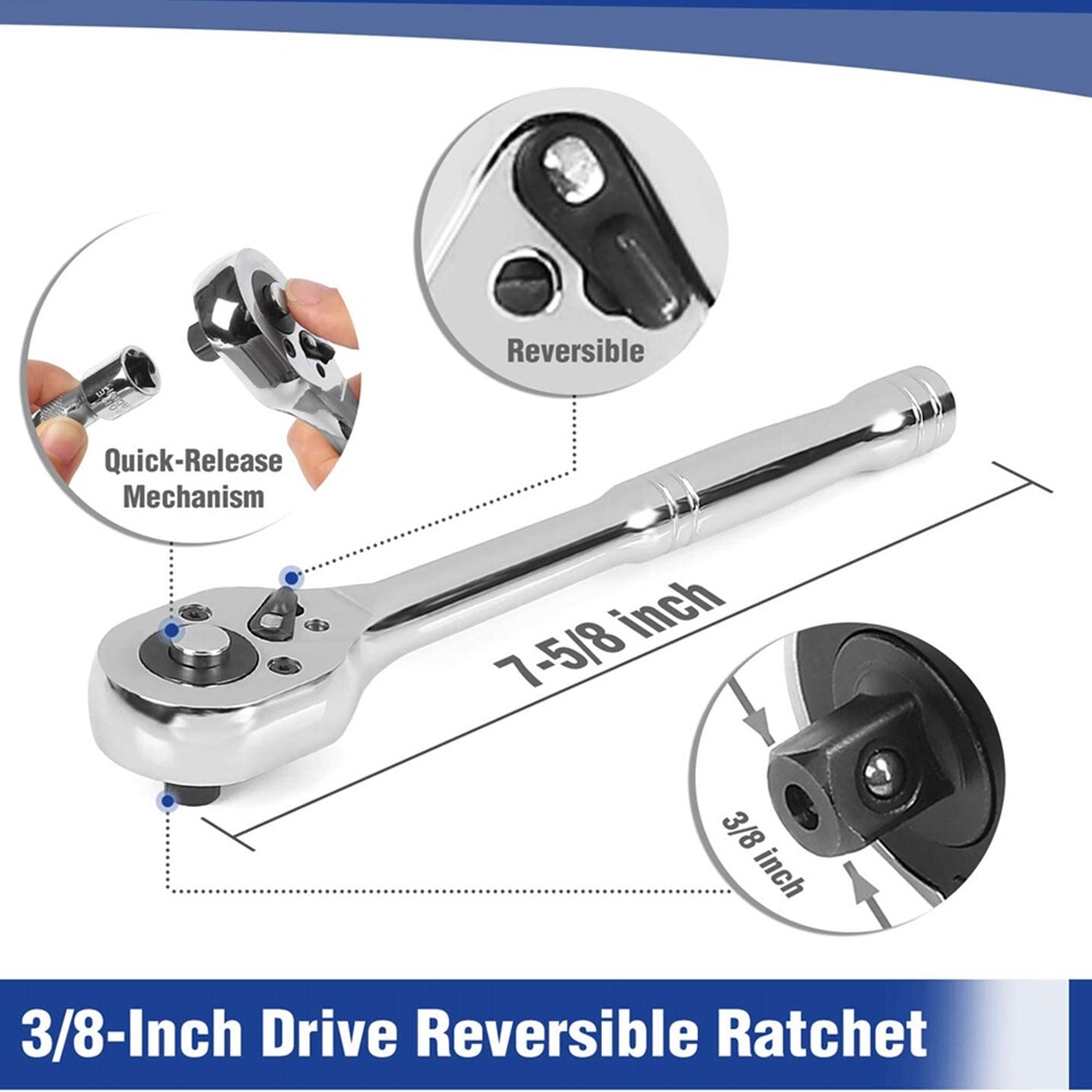 WORKPRO 39PCS Drive Socket Set 1/4" 3/8" Socket Wrench Set Metric SAE With Case