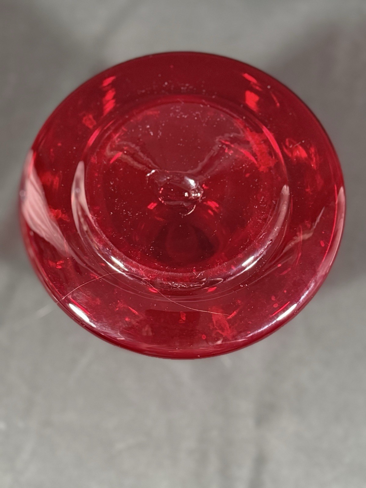 Rainbow-Viking Glass Co. Ruby Red Hand Blown Decanter No Stopper Vintage 60s MCM