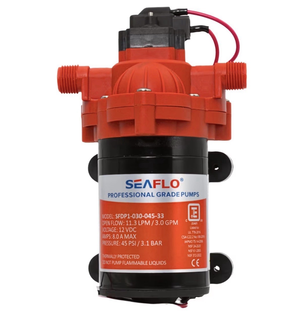 SEAFLO Water Pressure 12-V 3.0 GPM 33 Series Automatic Demand Diaphragm Pump
