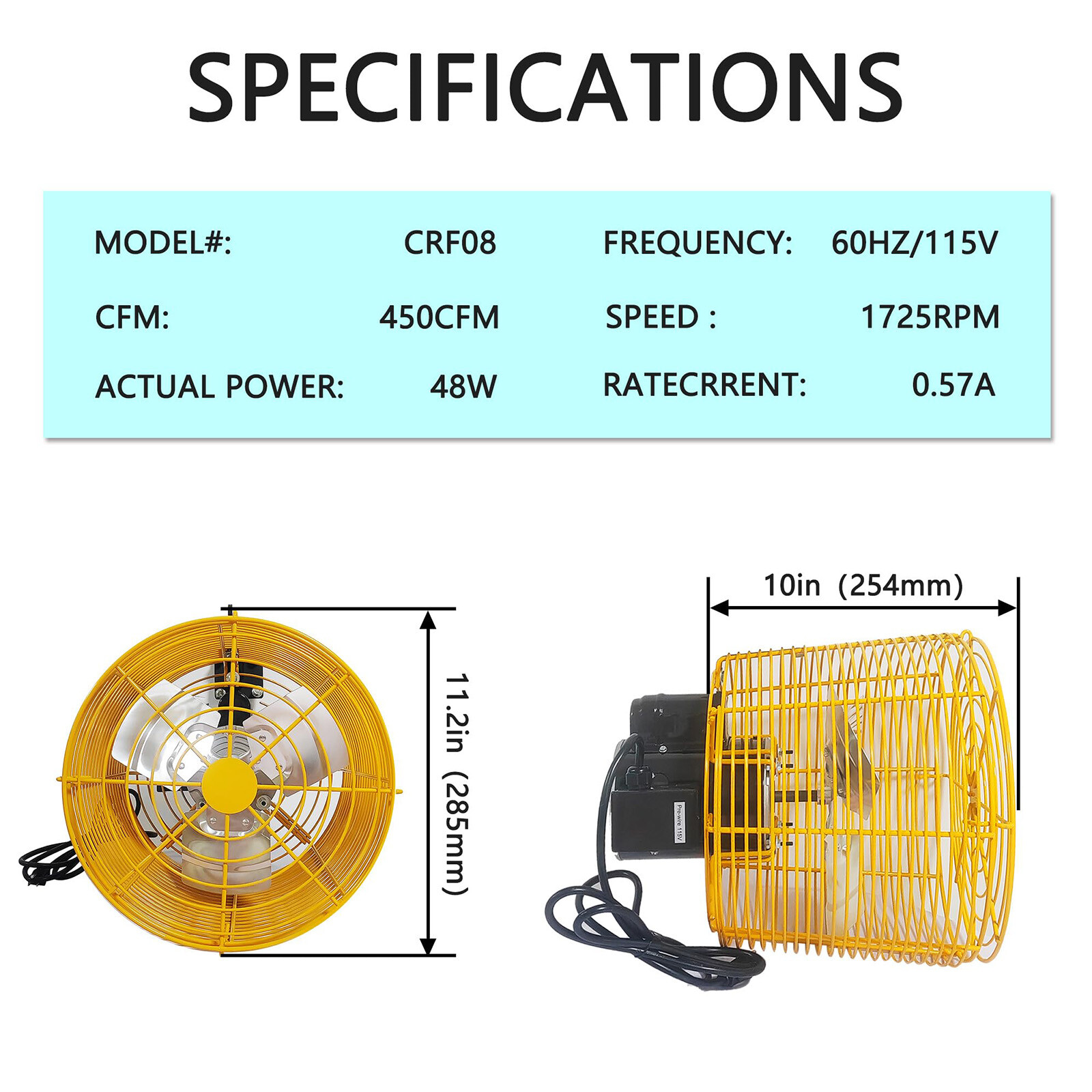 Greenhouse Circulation Air Circulation Fan 8/12/20/24 In 115V Ceiling Wall Mount