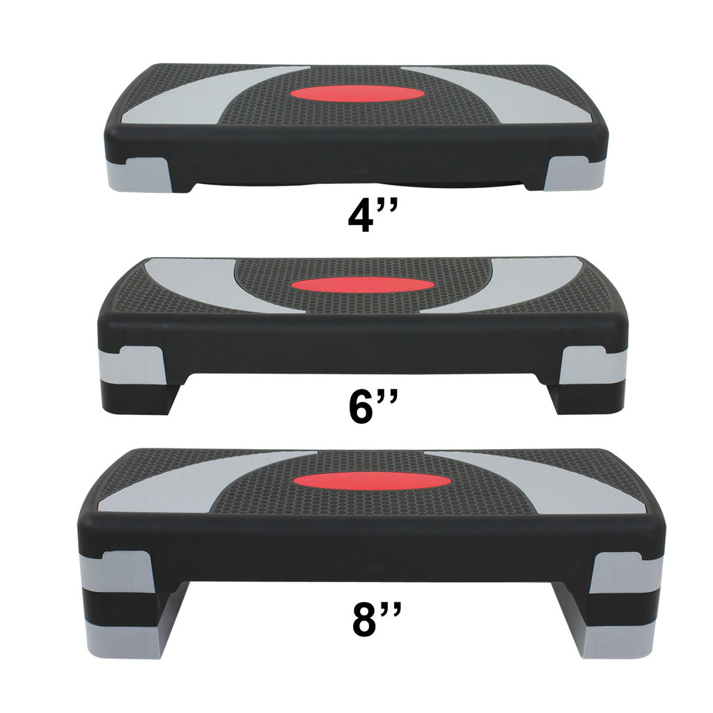 31'' Fitness Aerobic Step Adjust 4" - 6" - 8" Exercise Stepper With Risers