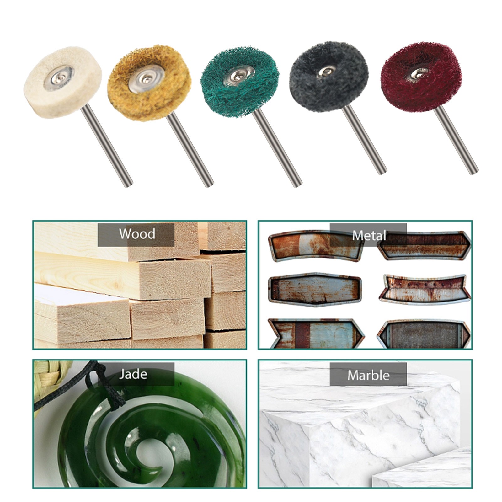 50Pcs Abrasive Metal Polishing Buffing Wheel Burr Kit Set for Dremel Rotary Tool