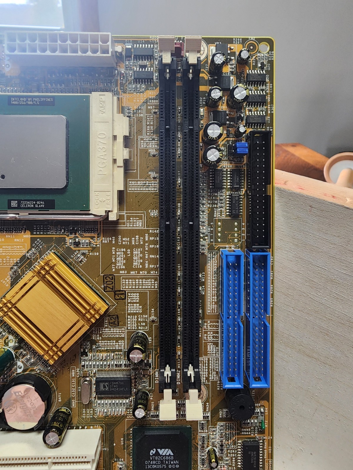 Socket 370 Motherboard Combo – Celeron 1.4GHz, 256MB RAM, I/O Shield – Tested