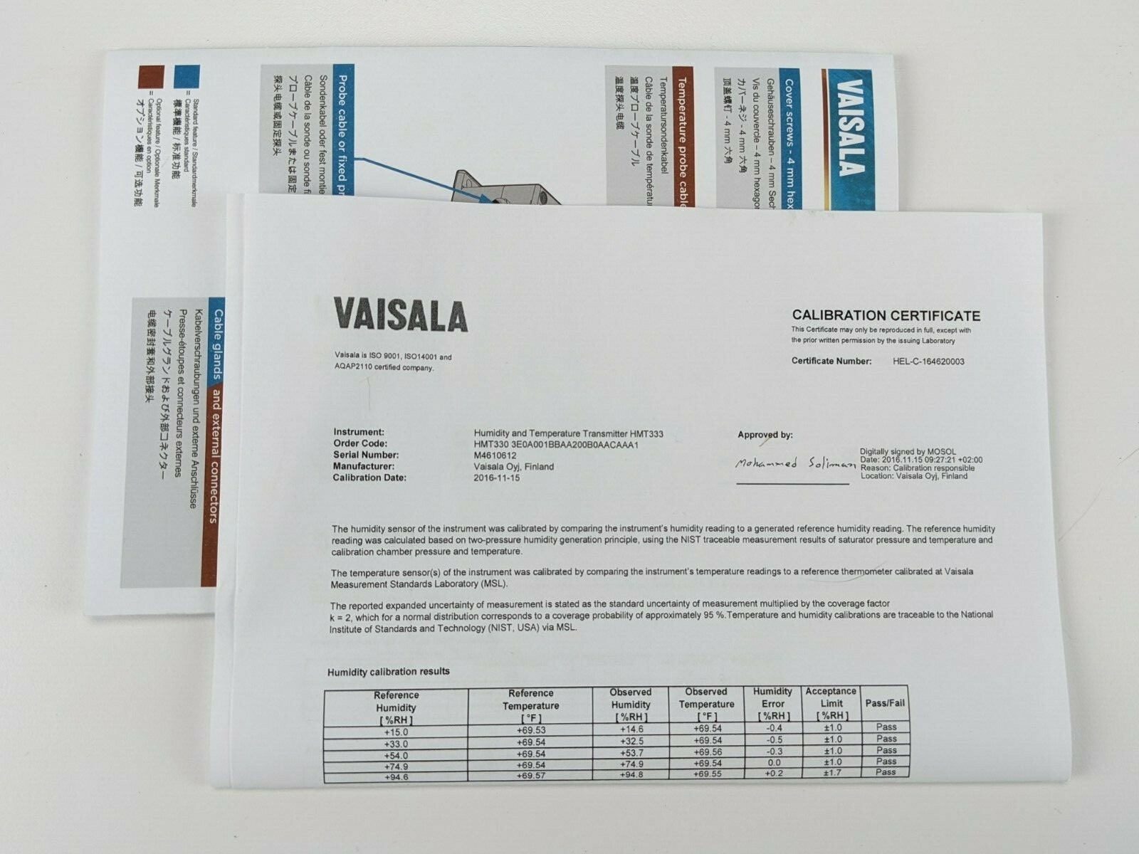 VAISALA HUMIDITY AND TEMPERATURE TRANSMITTER HMT333 HMT330 **NEW**
