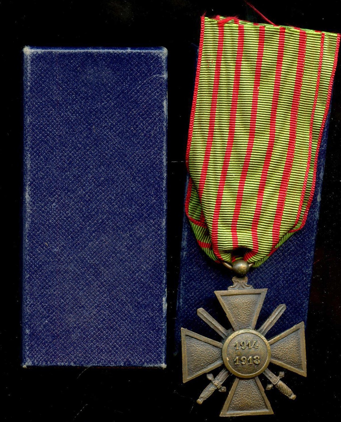 WWI WW1 French FRANCE Croix de Guerre, Boxed 1914-1918 American Awarded Medal
