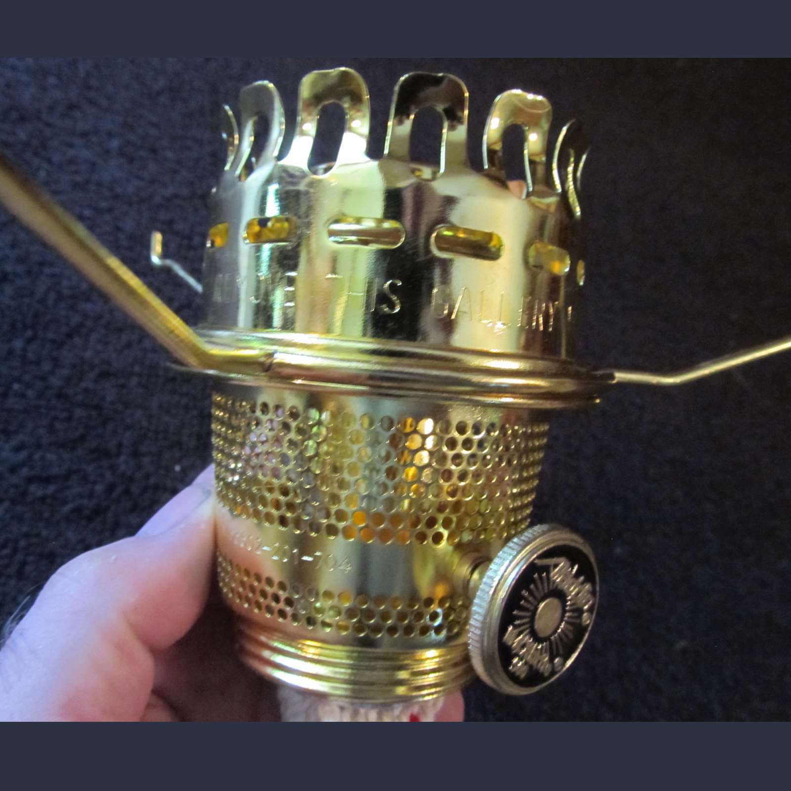 10" NICKEL shade holder TRIPOD Aladdin alladin oil lamp 3&1/8" A, B, C, 23, 23a