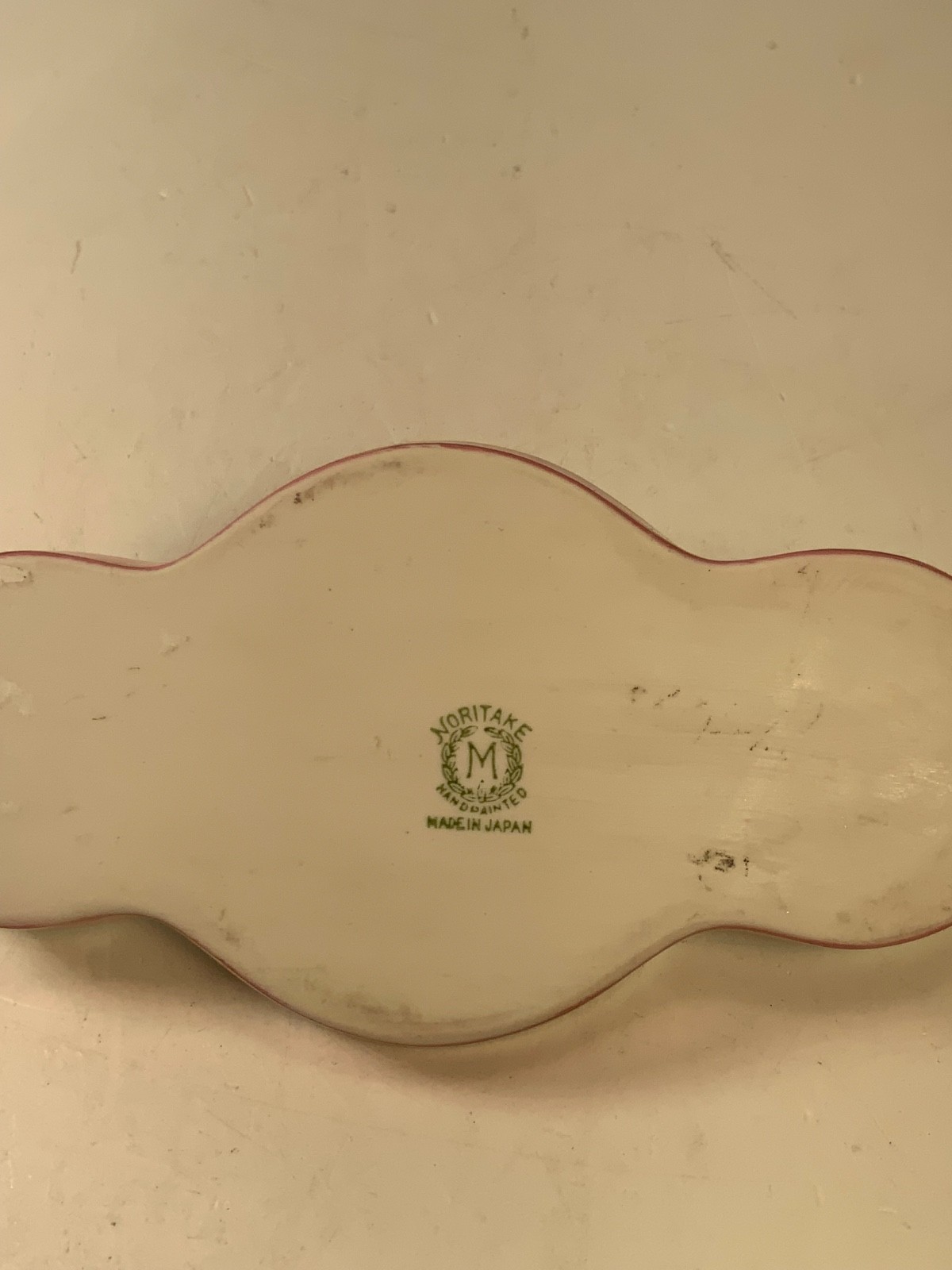 RARE Antique Noritake "M" Morimura Hand Painted Pink & Gold Comdiment Set & Tray