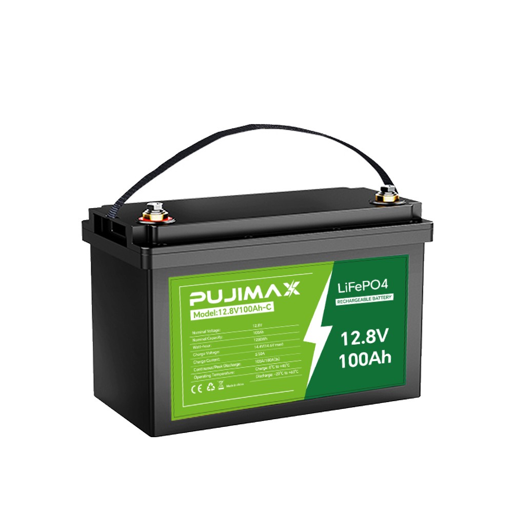 12V 100Ah LiFePO4 Lithium Battery Cycle Deep Built-in BMS for Solar RV Off-grid