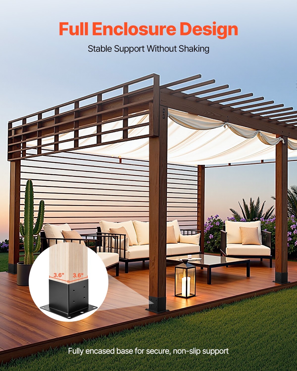 VEVOR 4 Pack 4x4 Post Base Brackets Wood Fence Post Anchor Inner Size 3.6x3.6 in