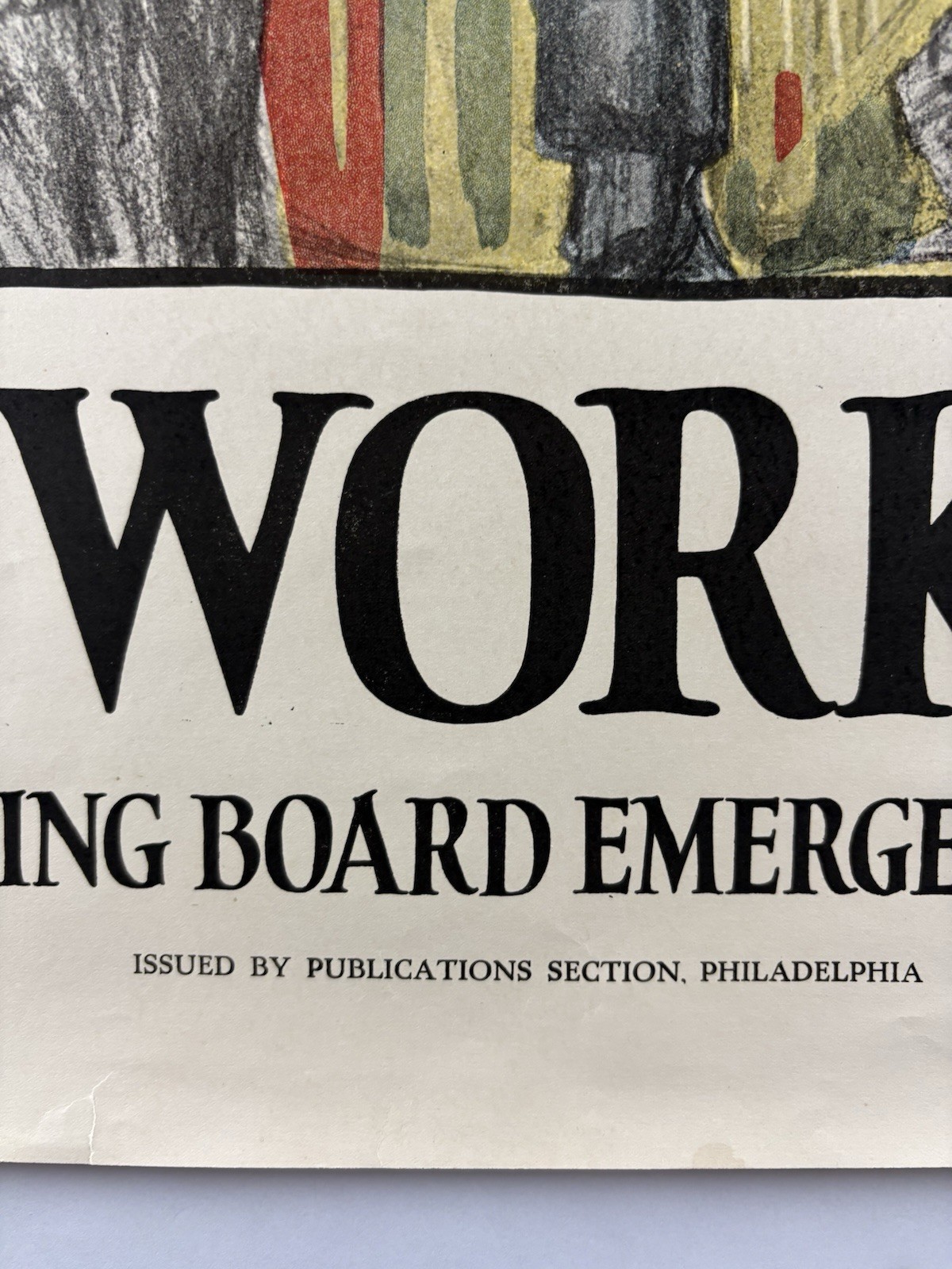 TEAMWORK WINS World War I Bond Poster (VeryGood) 1918 26 1/4”x41” WW1 Ships 001